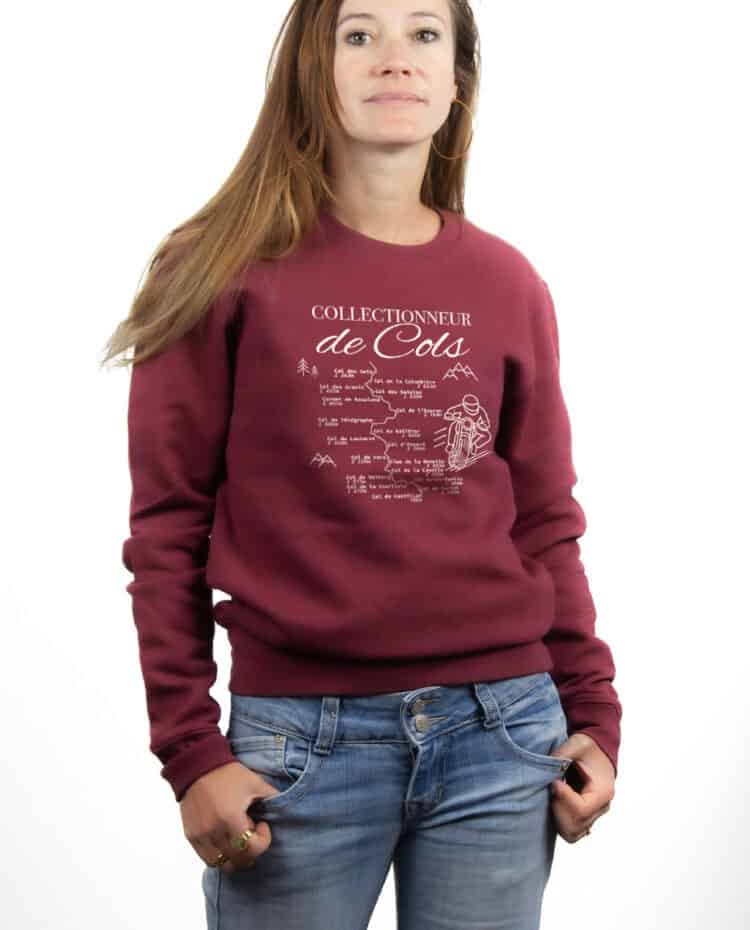 Collectionneur de cols Motard Sweatshirt pull Femme Bordeau PUFBOR389
