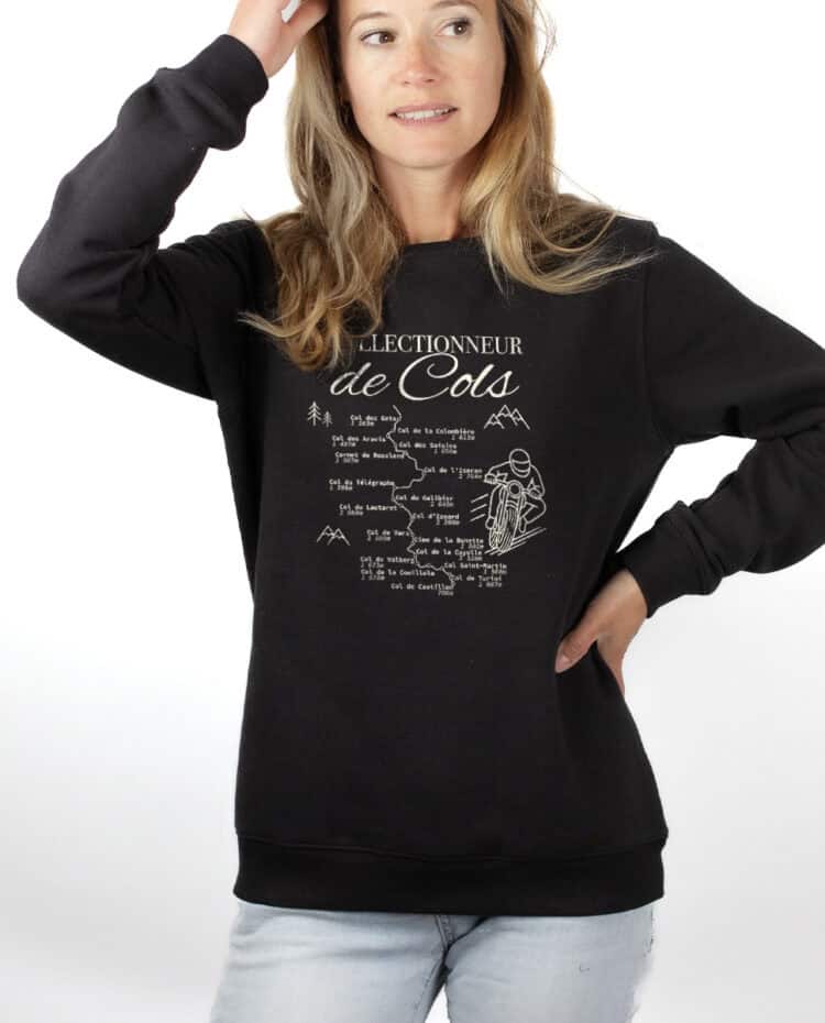 Collectionneur de cols Motard Sweatshirt pull Femme Noir PUFNOI389