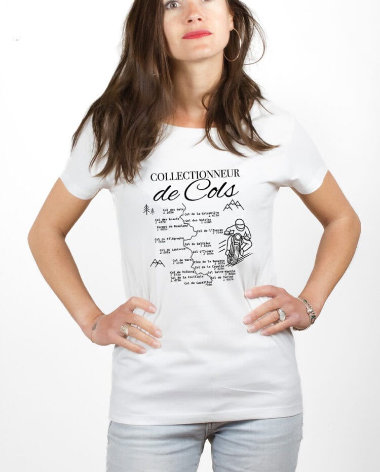 Collectionneur de cols Motard T shirt Femme Blanc TSFB389