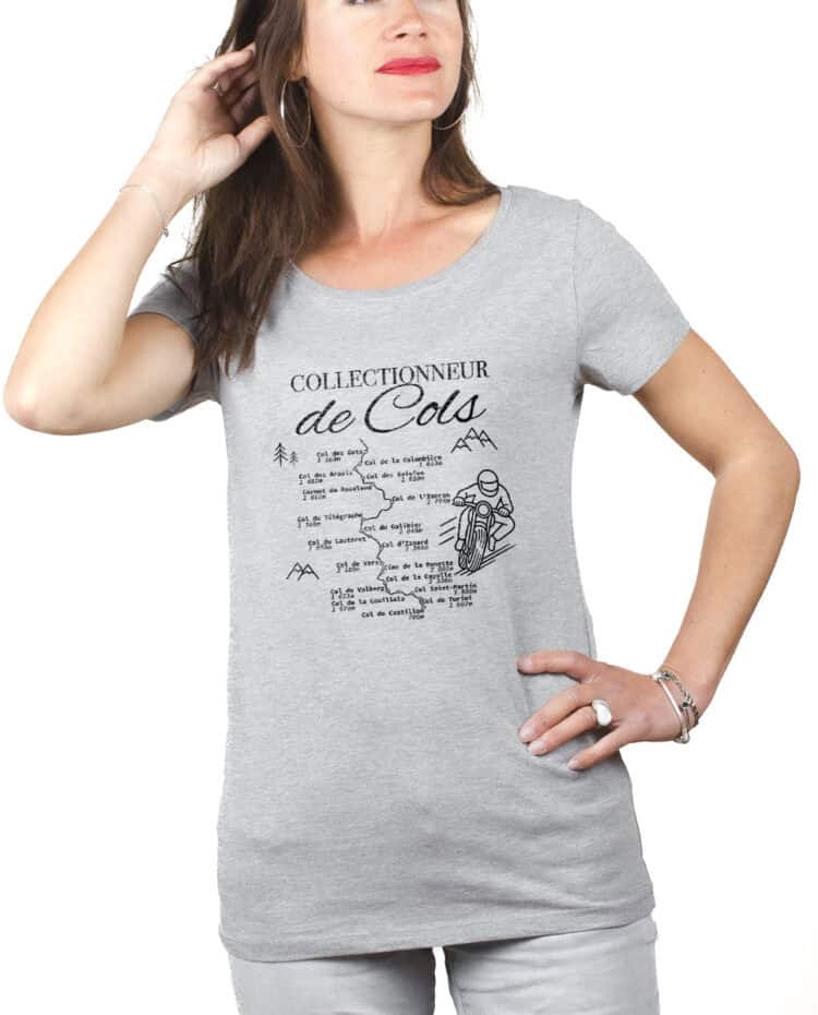 Collectionneur de cols Motard T shirt Femme Gris TSFG389