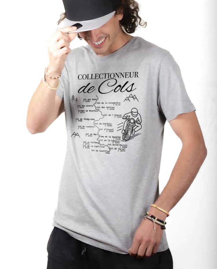 Collectionneur de cols Motard T shirt Homme Gris TSHG389