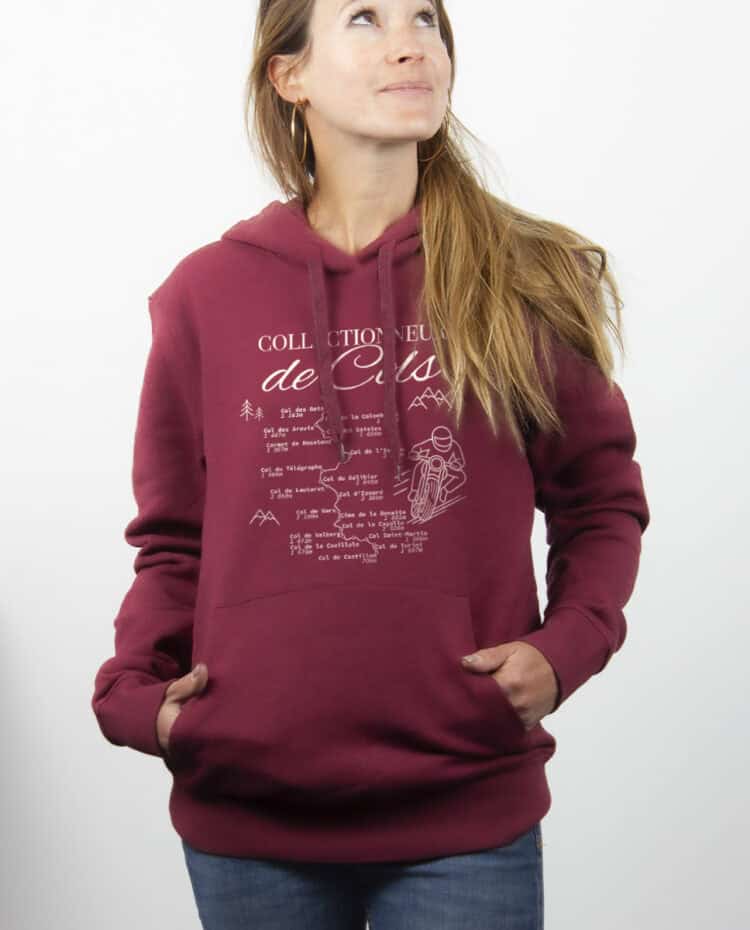 Collectionneur de cols Motard hoodie Sweat capuche Femme Bordeau SWFBOR389