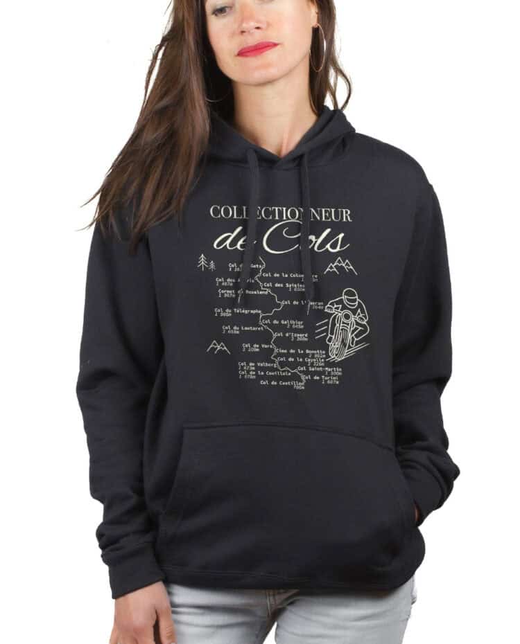 Collectionneur de cols Motard hoodie Sweat capuche Femme Noir SWFNOI389