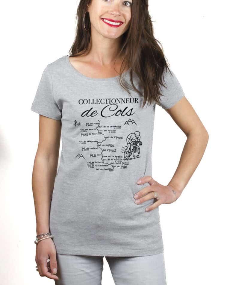 Collectionneur de cols cycliste T shirt Femme Gris TSFG390