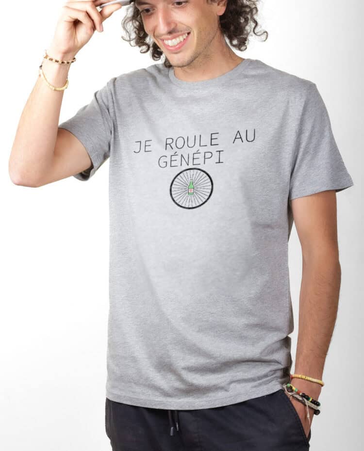 Je roule au genepi Cycliste T shirt Homme Gris TSHG387