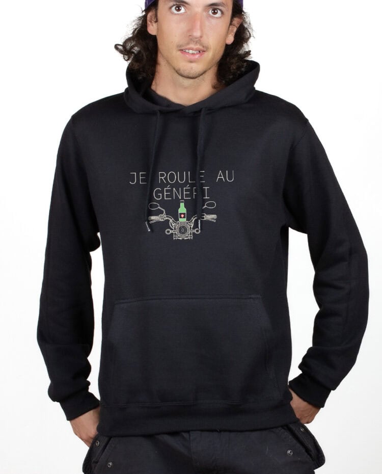 Je roule au genepi Motard Hoodie Sweat capuche Homme Noir SWHNOI385