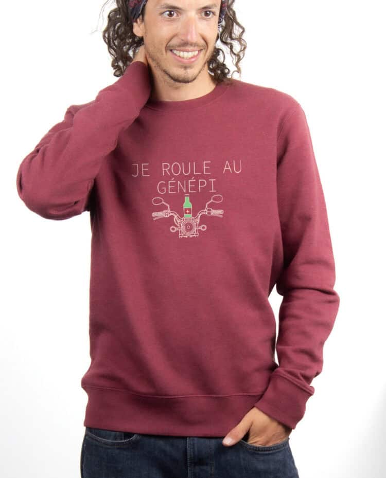 Je roule au genepi Motard Sweatshirt Pull Homme Bordeau PUHBOR385