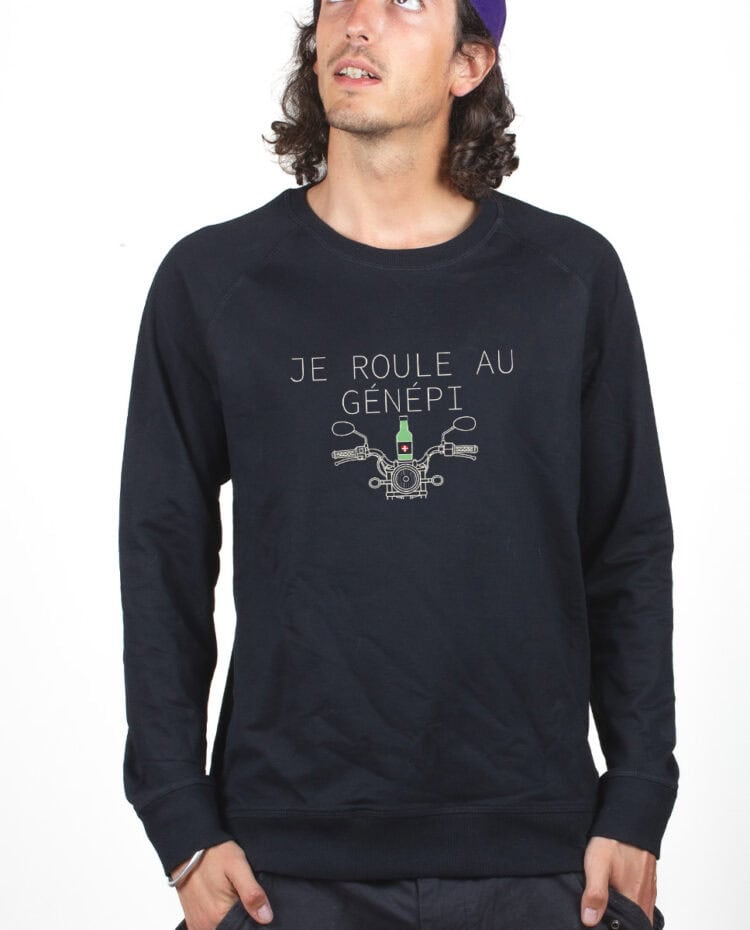 Je roule au genepi Motard Sweatshirt Pull Homme Noir PUHNOI385