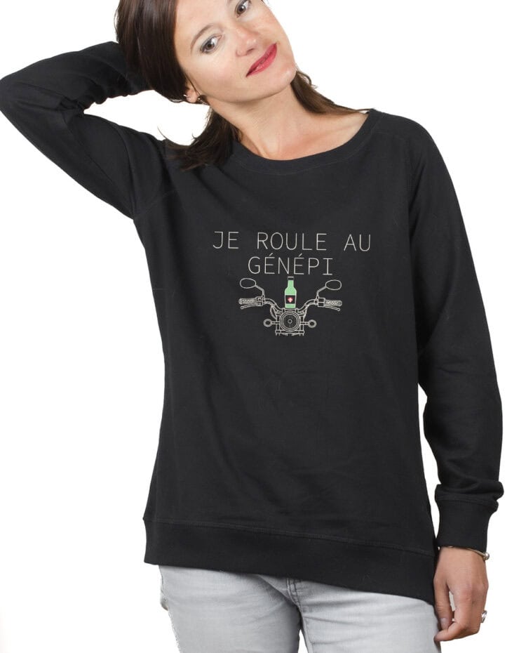 Je roule au genepi Motard Sweatshirt pull Femme Noir PUFNOI385
