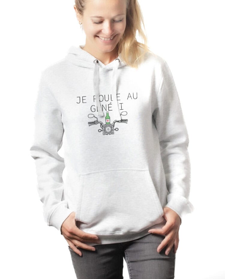 Je roule au genepi Motard hoodie Sweat capuche Femme Blanc SWFBLA385