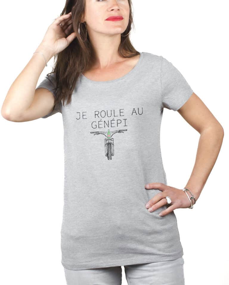 Je roule au genepi VTT T shirt Femme Gris TSFG386
