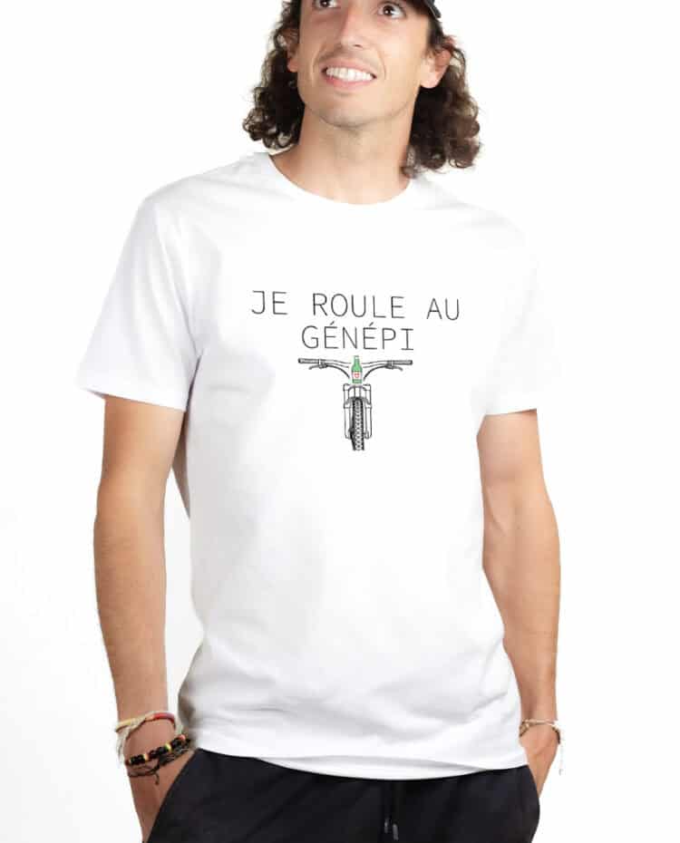 Je roule au genepi VTT T shirt Homme Blanc TSHB386
