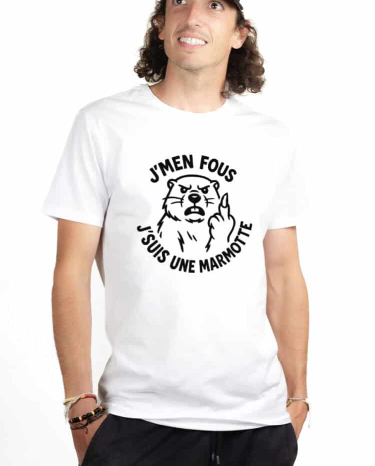 Jmen fous jsuis une marmotte T shirt Homme Blanc TSHB297