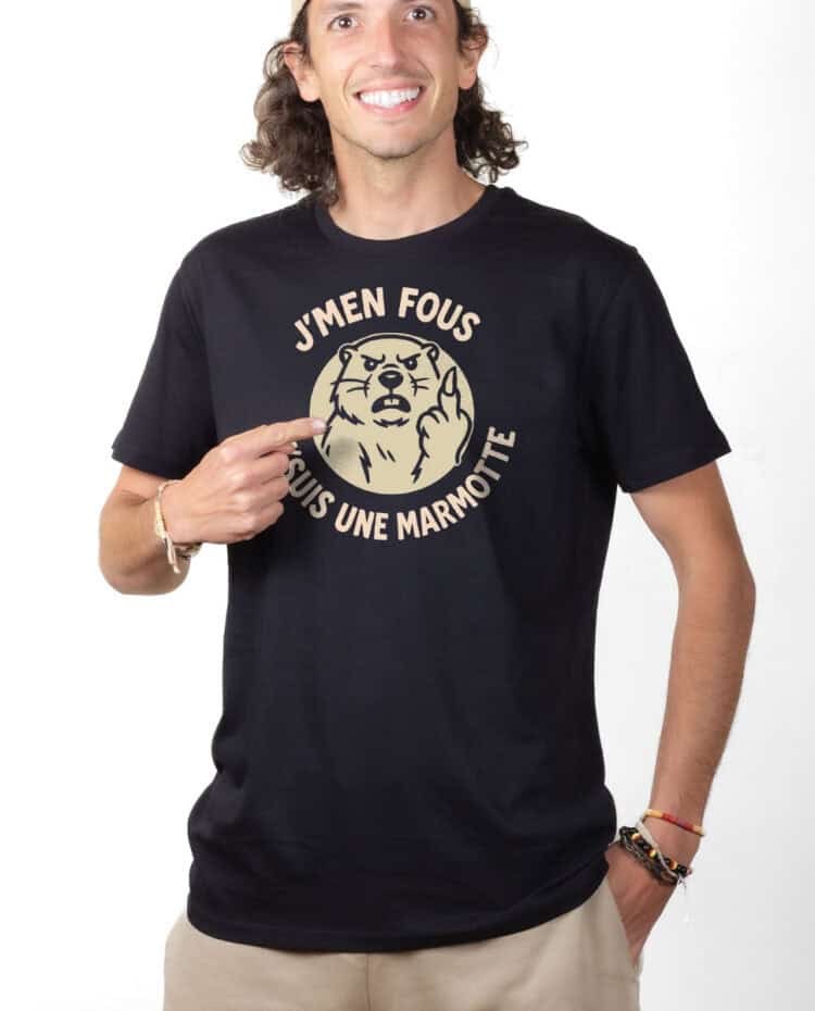 Jmen fous jsuis une marmotte T shirt Homme Noir TSHN297