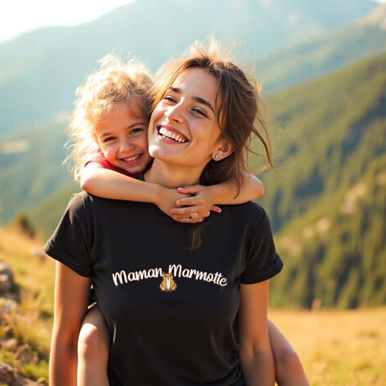 Maman marmotte t shirt noir 1x1 1