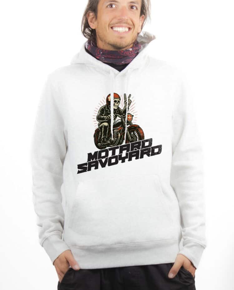 Motard Savoyard Hoodie Sweat capuche Homme Blanc SWHBLA259