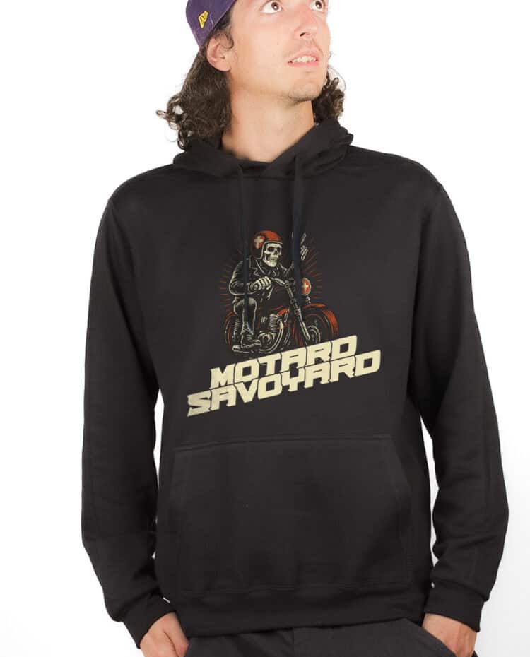 Motard Savoyard Hoodie Sweat capuche Homme Noir SWHNOI259
