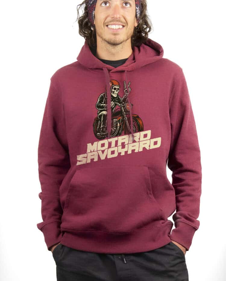 Motard Savoyard Hoodie Sweat capuche Homme bordeau SWHBOR259