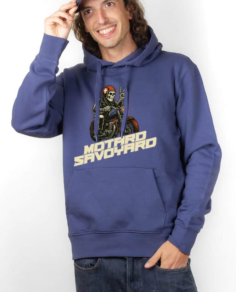 Motard Savoyard Hoodie Sweat capuche homme Bleu SWHBLE259
