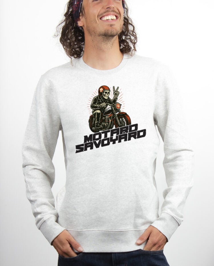 Motard Savoyard Sweatshirt Pull Homme Blanc PUHBLA259