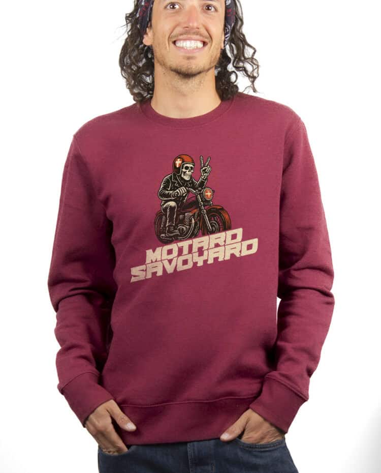 Motard Savoyard Sweatshirt Pull Homme Bordeau PUHBOR259