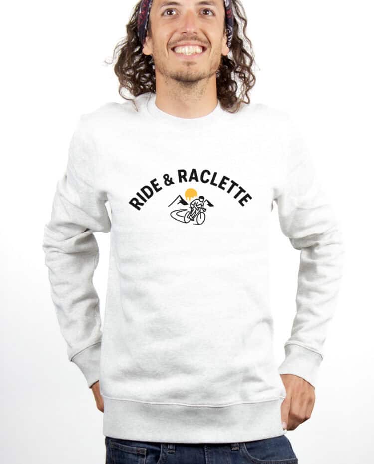 Ride Raclette Cycliste Sweatshirt Pull Homme Blanc PUHBLA377
