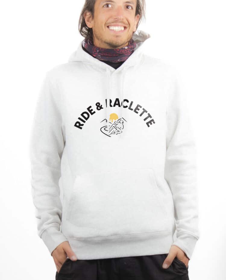 Ride Raclette Motard Hoodie Sweat capuche Homme Blanc SWHBLA375