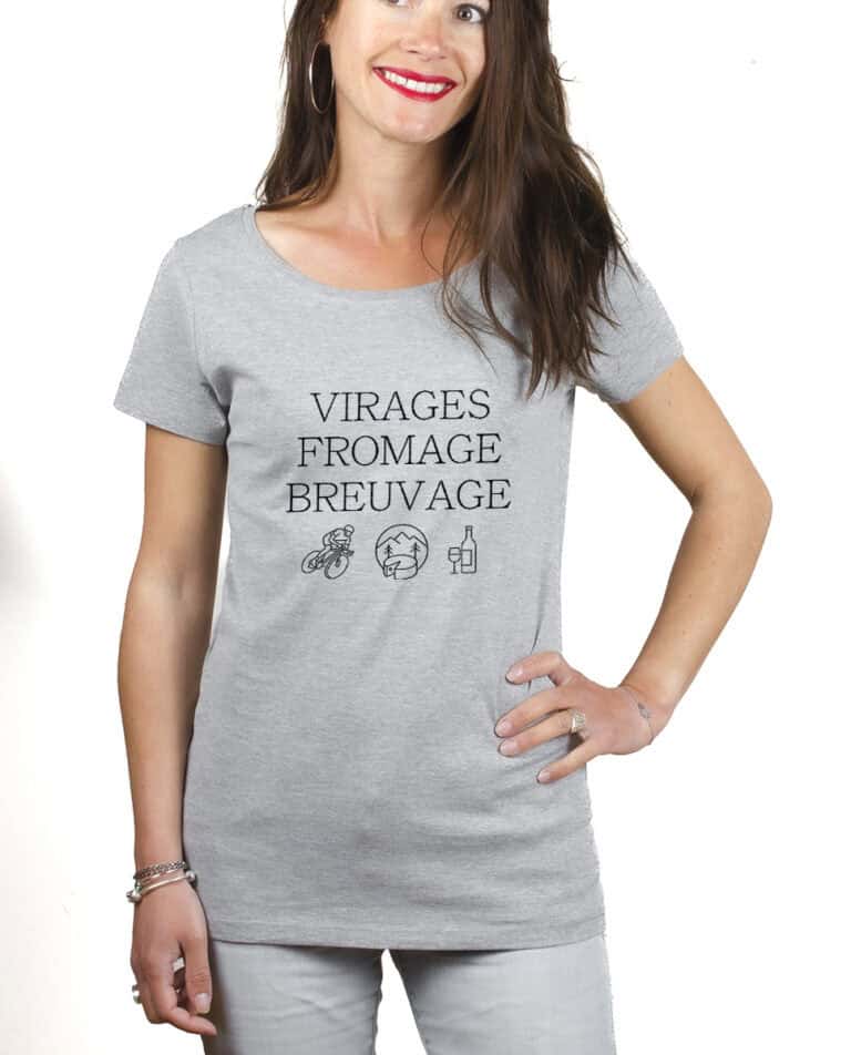 Virages Breuvage fromage Cycliste T shirt Femme Gris TSFG384