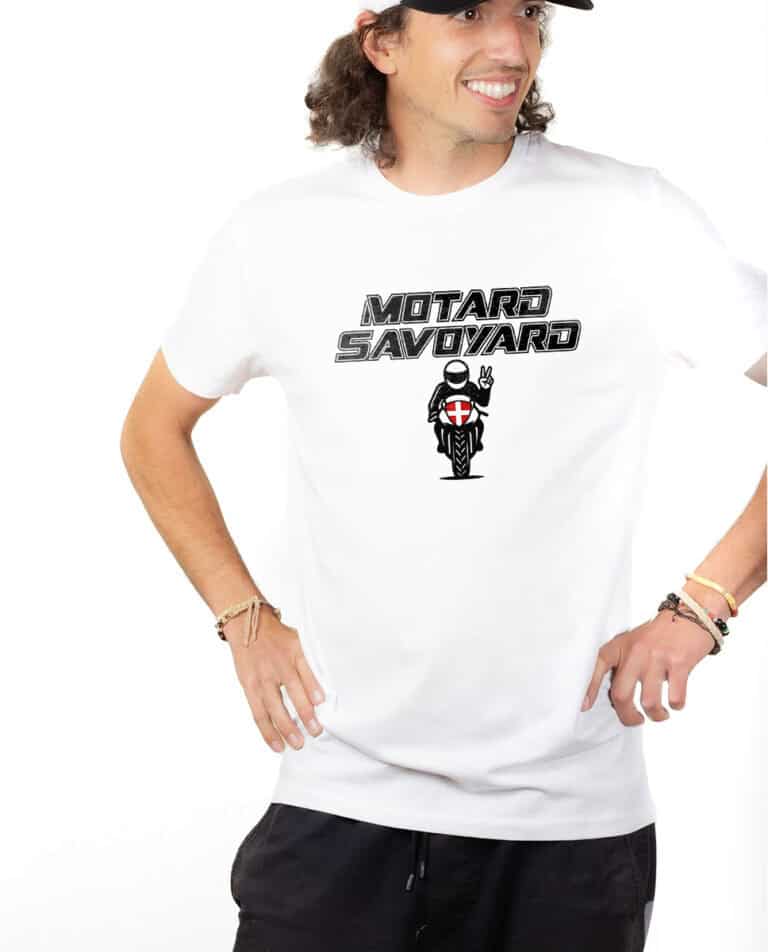 Motard Savoyard moto sport T shirt Homme Blanc TSHB399