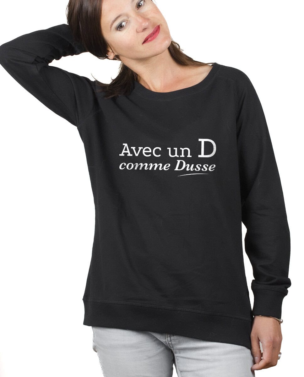 Avec un D comme Sweatshirt pull Femme Noir PUFNOI401