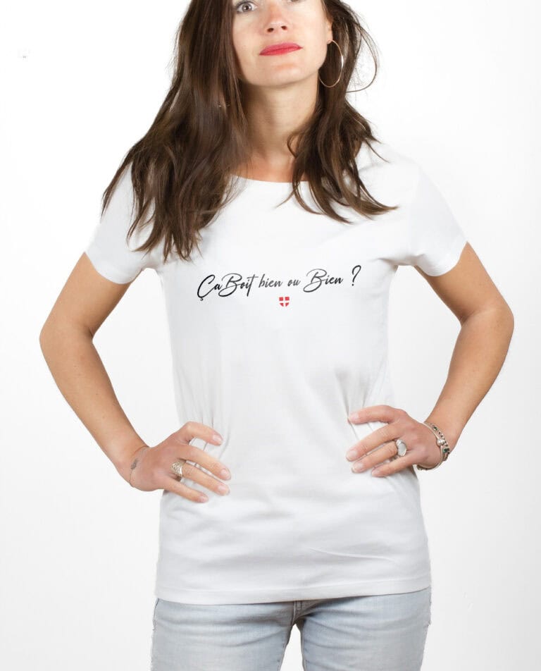 Ca boit bien ou bien T shirt Femme Blanc TSFB403