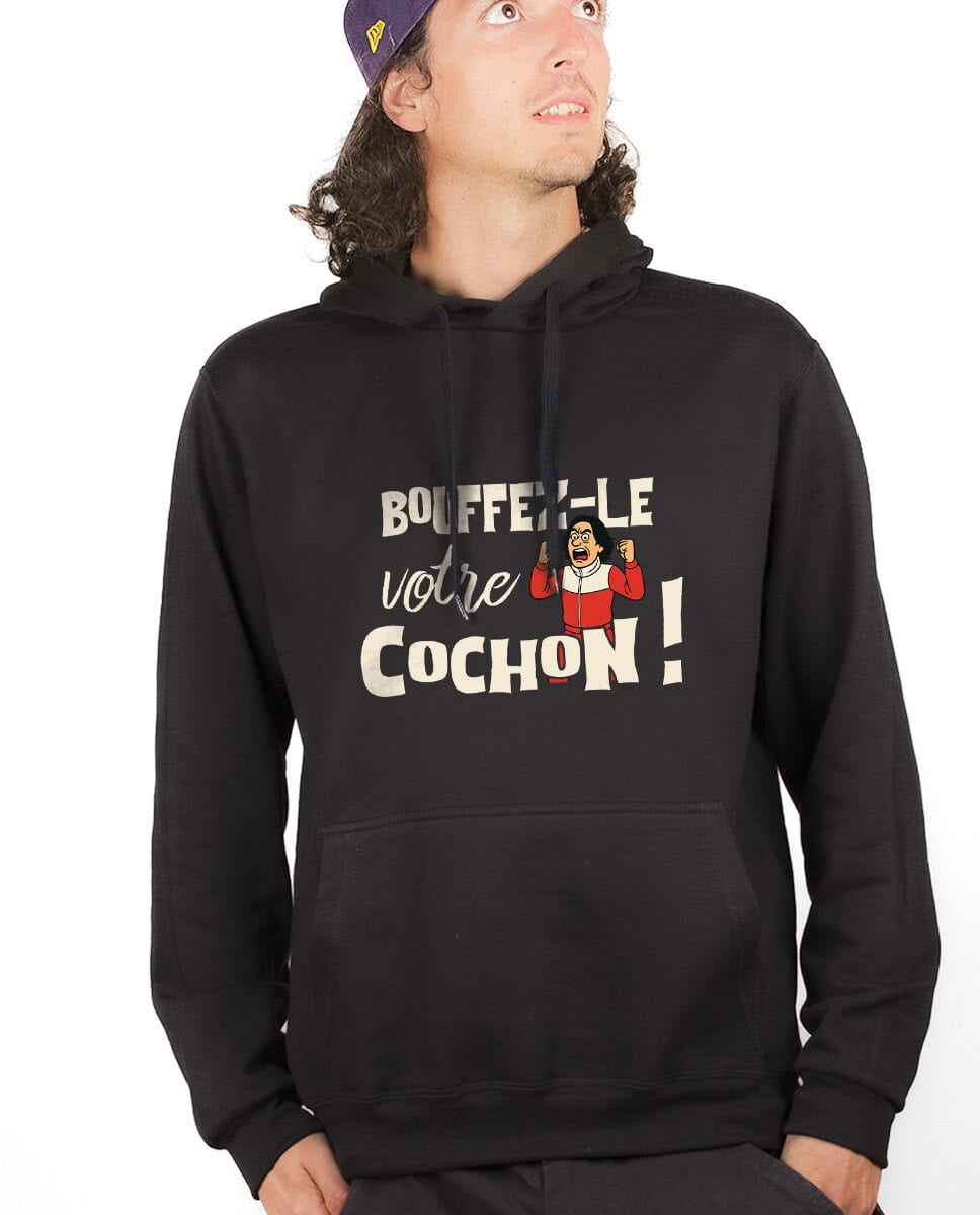 les bronzes font du ski Bouffez le votre cochon Hoodie Sweat capuche Homme Noir SWHNOI421