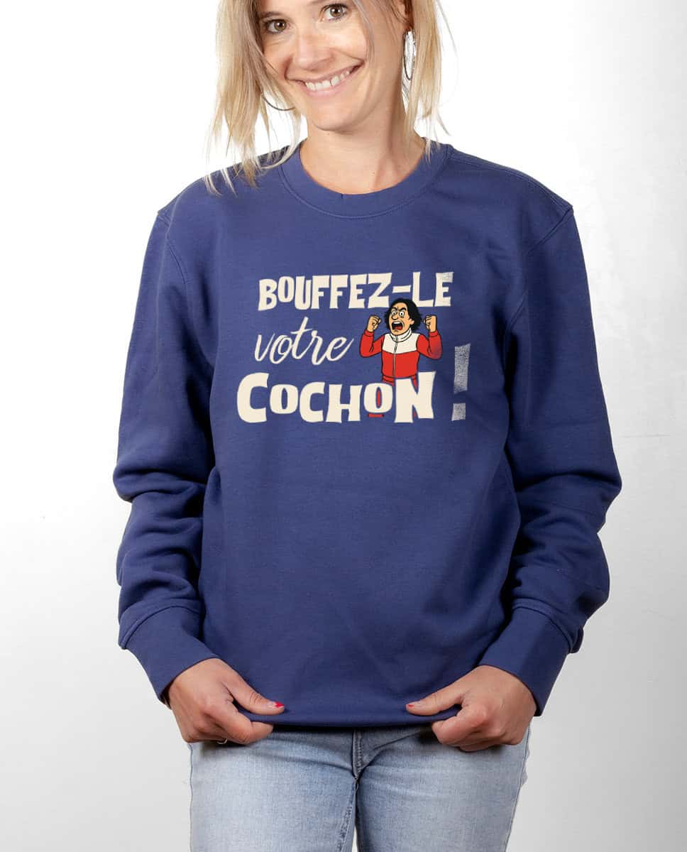 les bronzes font du ski Bouffez le votre cochon Pull Femme Bleu PUFBLE421
