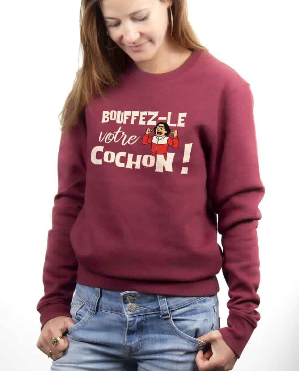 les bronzes font du ski Bouffez le votre cochon Pull Femme Bordeau PUFBOR421