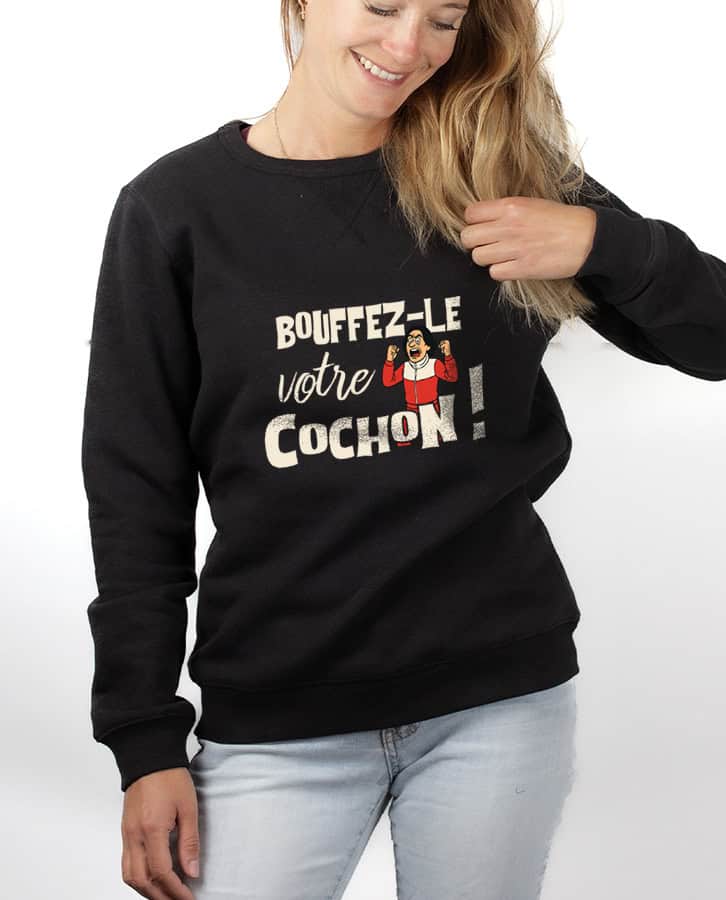 les bronzes font du ski Bouffez le votre cochon Pull Femme Noir PUFNOI421