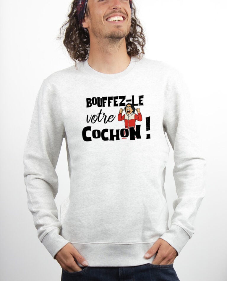 les bronzes font du ski Bouffez le votre cochon Sweatshirt Pull Homme Blanc PUHBLA421