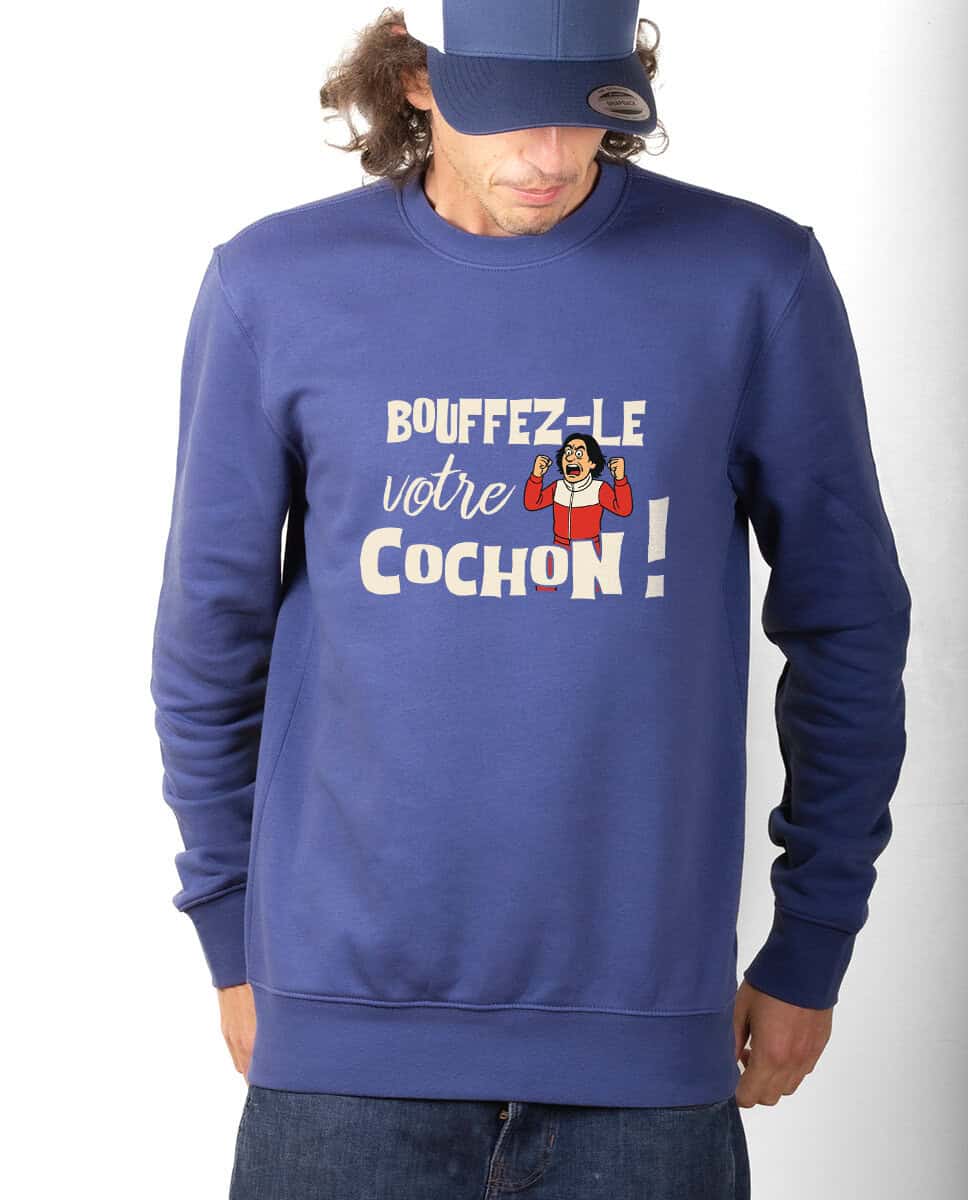 les bronzes font du ski Bouffez le votre cochon Sweatshirt Pull Homme bleu PUHBLE421