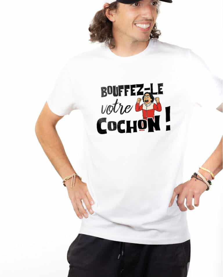 les bronzes font du ski Bouffez le votre cochon T shirt Homme Blanc TSHB421