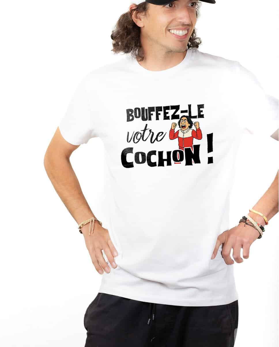 les bronzes font du ski Bouffez le votre cochon T shirt Homme Blanc TSHB421