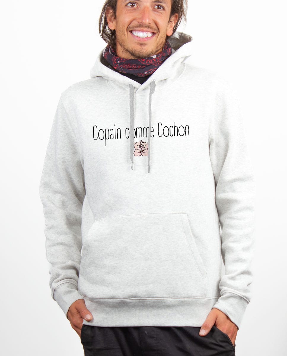 les bronzes font du ski Copain comme cochon Hoodie Sweat capuche Homme Blanc SWHBLA419