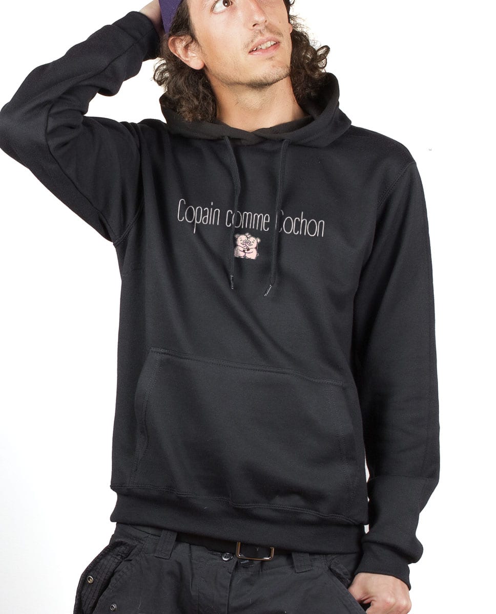 les bronzes font du ski Copain comme cochon Hoodie Sweat capuche Homme Noir SWHNOI419