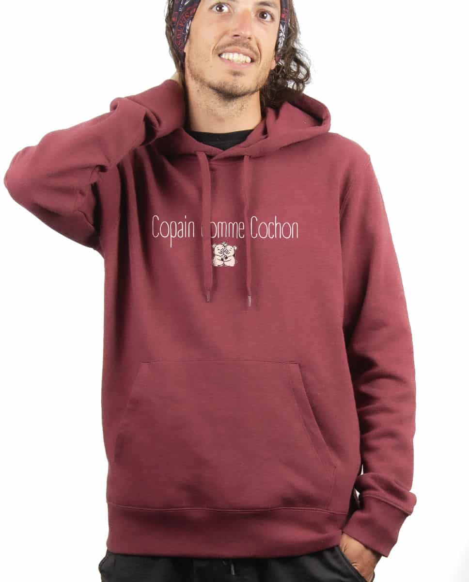 les bronzes font du ski Copain comme cochon Hoodie Sweat capuche Homme bordeau SWHBOR419