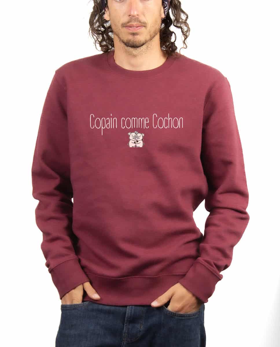 les bronzes font du ski Copain comme cochon Sweatshirt Pull Homme Bordeau PUHBOR419
