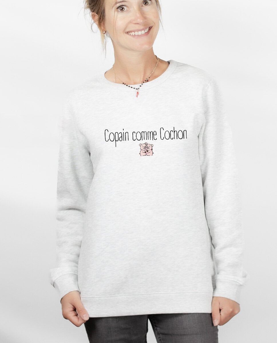 les bronzes font du ski Copain comme cochon Sweatshirt pull Femme Blanc PUFBLA419
