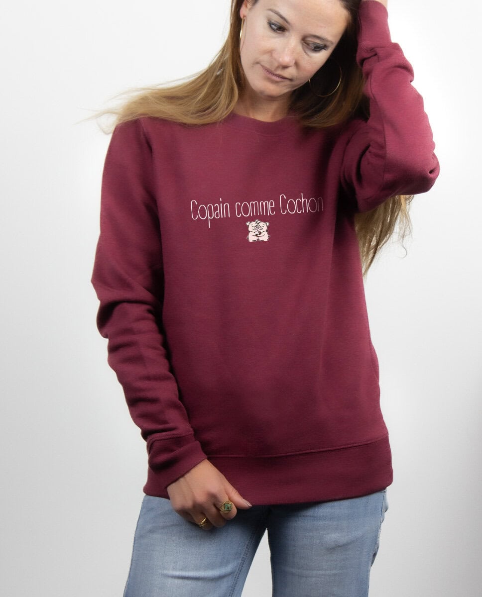 les bronzes font du ski Copain comme cochon Sweatshirt pull Femme Bordeau PUFBOR419