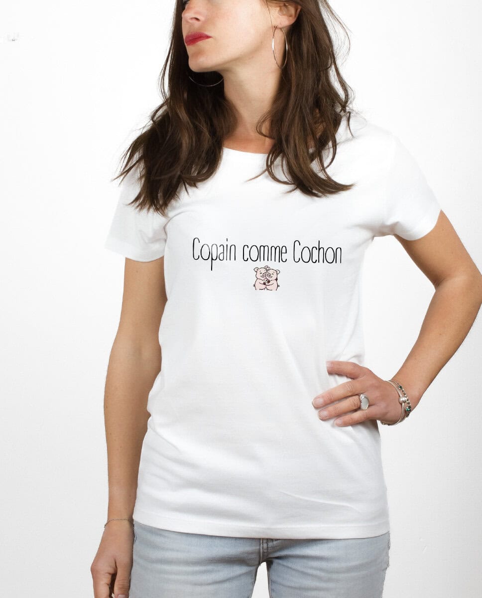 les bronzes font du ski Copain comme cochon T shirt Femme Blanc TSFB419