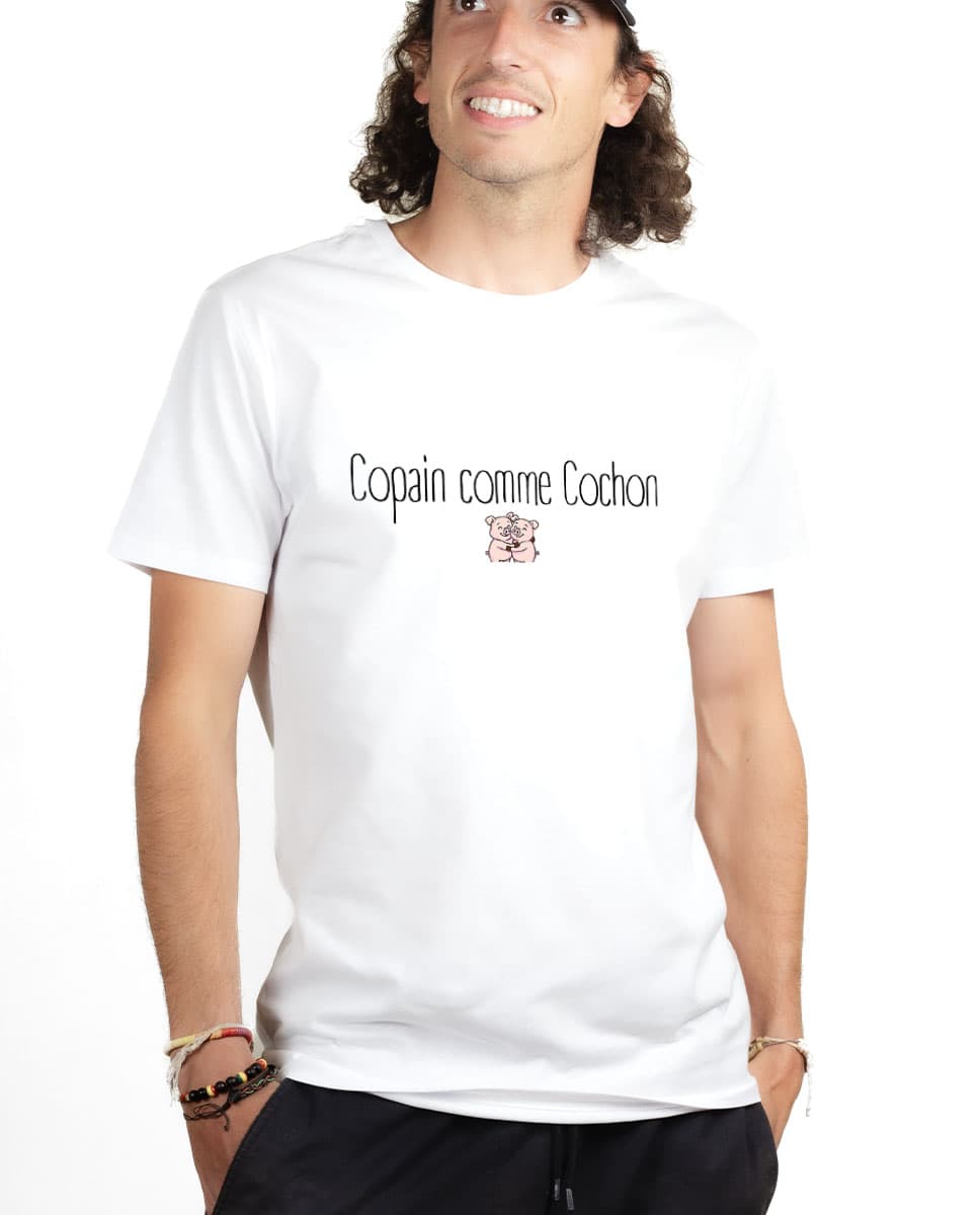 les bronzes font du ski Copain comme cochon T shirt Homme Blanc TSHB419