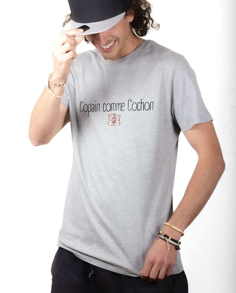 les bronzes font du ski Copain comme cochon T shirt Homme Gris TSHG419
