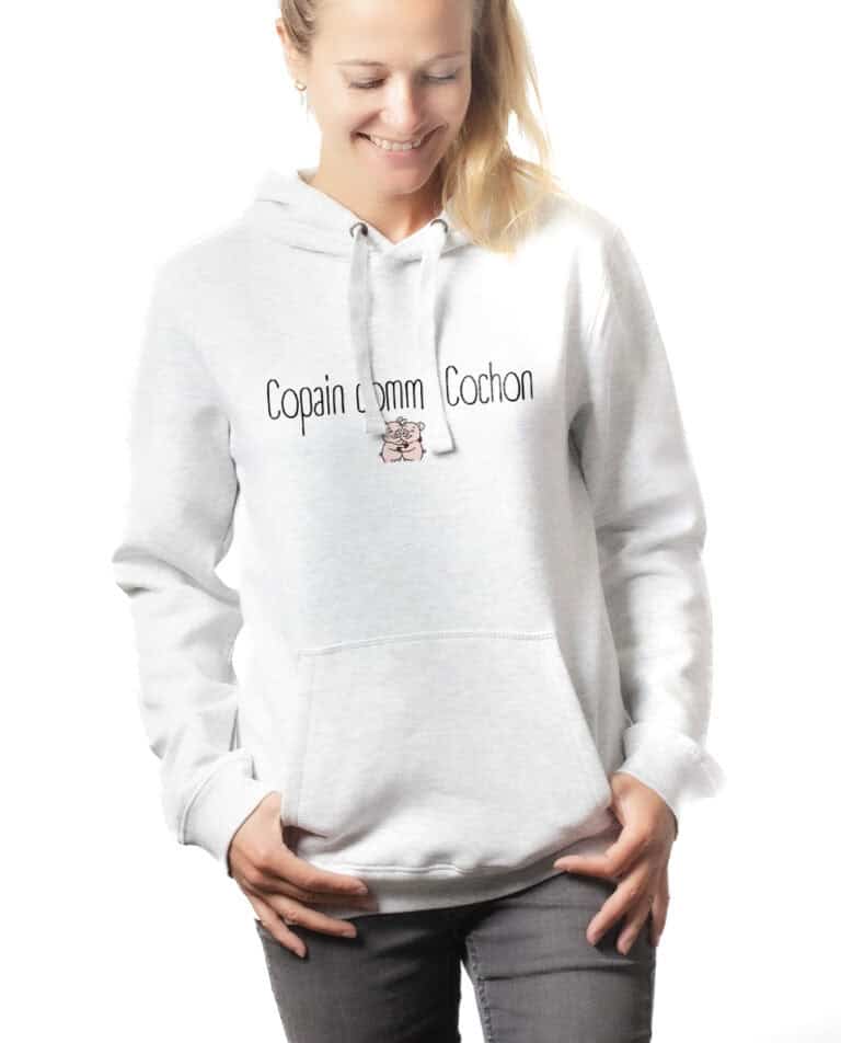 les bronzes font du ski Copain comme cochon hoodie Sweat capuche Femme Blanc SWFBLA419