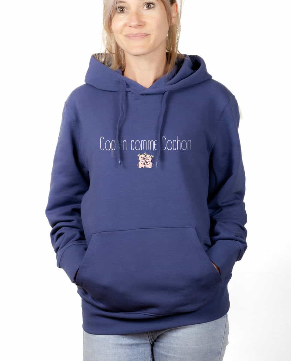 les bronzes font du ski Copain comme cochon hoodie Sweat capuche Femme Bleu SWFBLE419